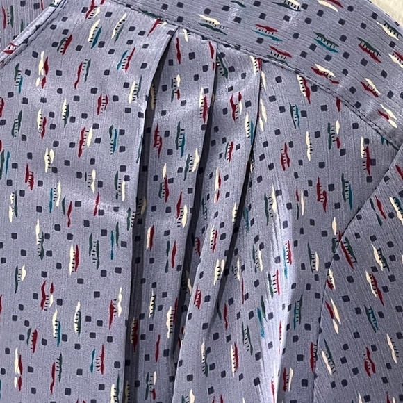 Vintage Top 9 Purple Polka Dot Retro Classic Preppy Coastal Chic Workwear 80s - Picture 9 of 13